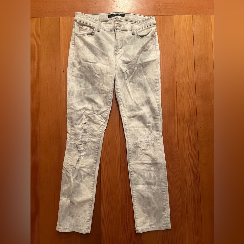 J Brand White and Gray Tie Dye Pants